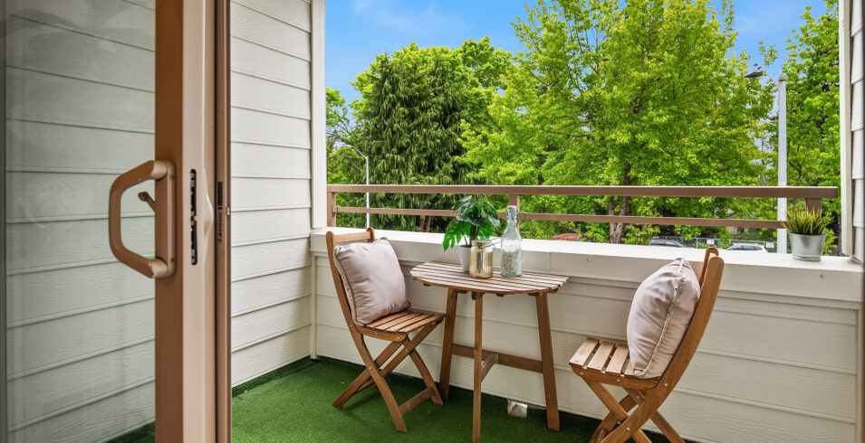 Private balcony offering stunning views of the North Seattle neighborhood Pinehurst