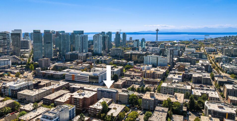 Aerial view of Capitol Hill with 420 Melrose Ave E marked