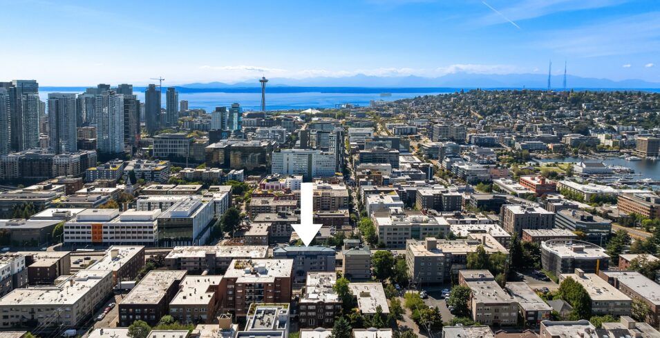 Aerial view of the 420 Melrose building on Capitol Hill
