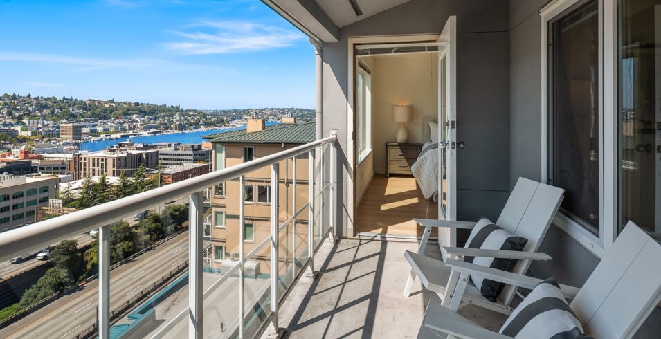 Private balcony off the main level