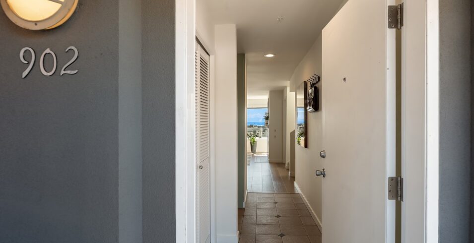 Building hallway to unit 902
